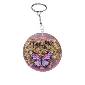 Pink and Gold Butterfly Keychain